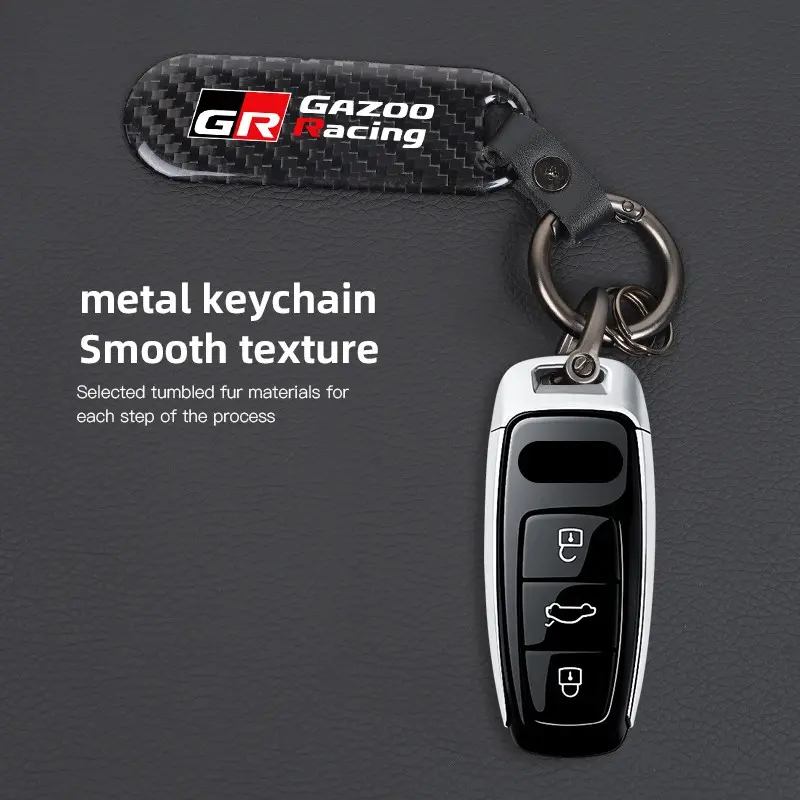 1Pcs Carbon Fiber Key Chain Car Key High Grade Keyring For Toyota GR Sport Gazoo Racing Yaris 86 Corolla Hilux Supra C-HR