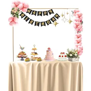 Over The Table Rod Stand with Clamps 49-102" Balloon Arch Stand Flower Table Arch Suitable for Birthday,,Wedding,Halloween,Xmas Decoration,Gold