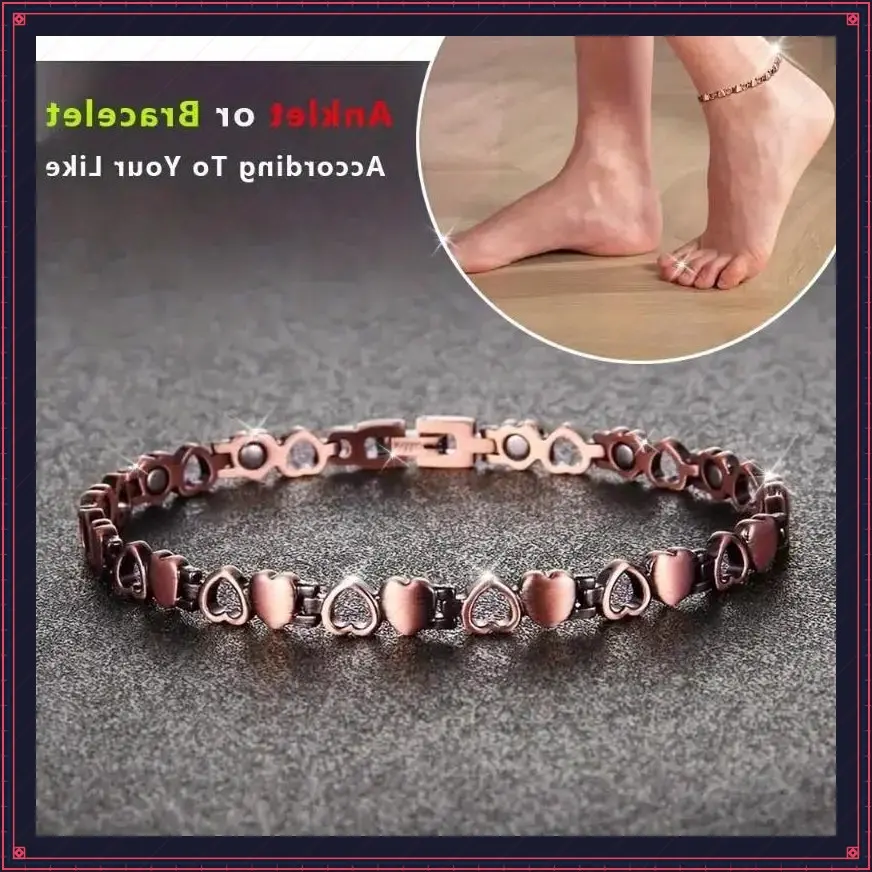 Magnetic Copper Anklet for Women - Health & Wellness Ankle Bracelet with Magnets