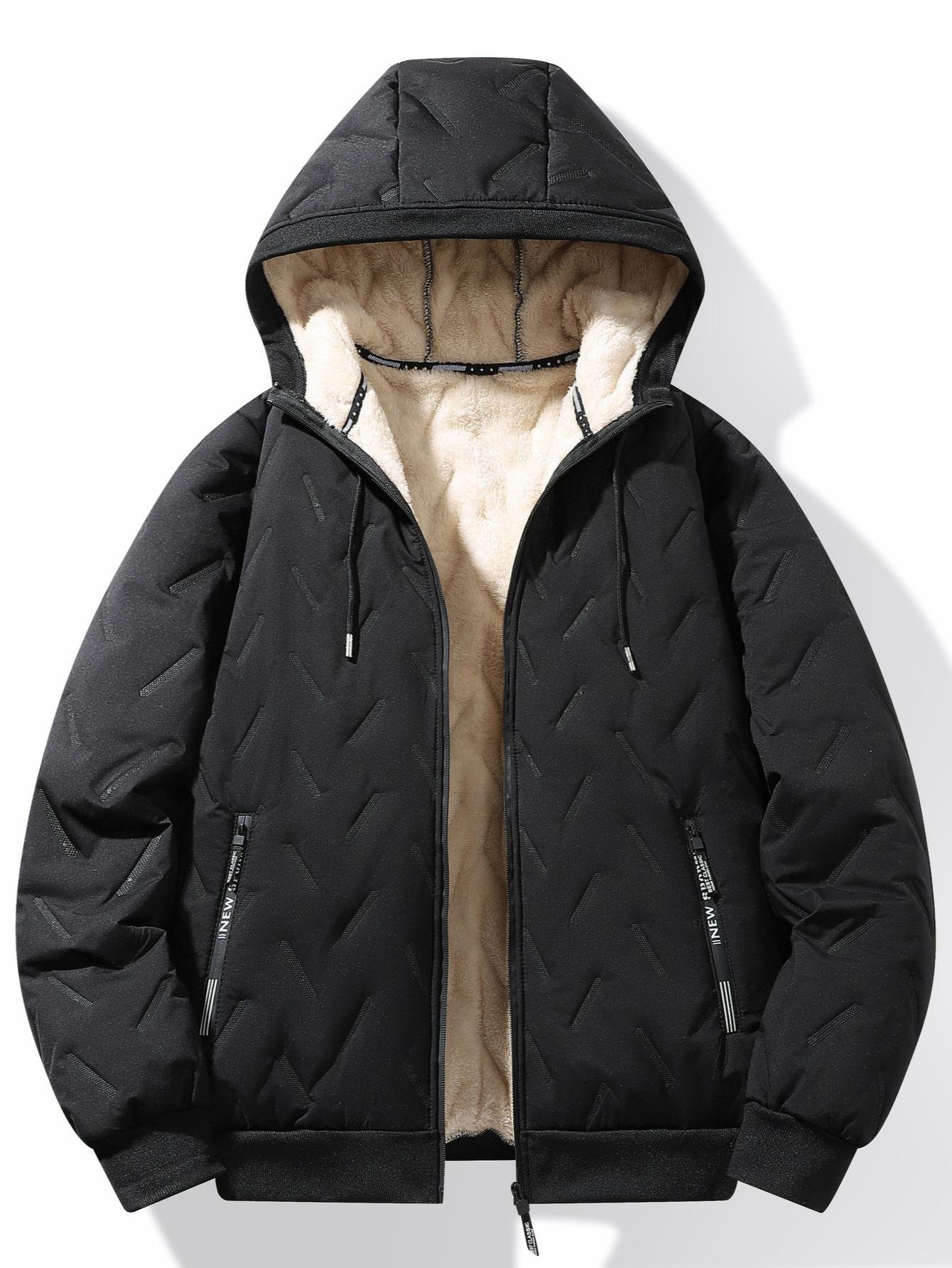 Men's Autumn and Winter Hooded Lamb Woolen Cotton Jacket -Warm and Puffed Full Zipper Jacket with Soft Polyester Lining,Zipper Pockets, Suitable for Cold Weather -Machine Washable, Regular Fit.Menswear Coats Menswear Coats Stylish Tops Beige Casual