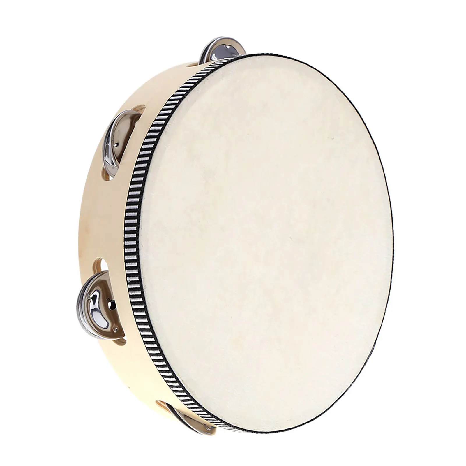 8-in Handheld Birch Tambourine with Metal Jingles, Percussion Drum, Early Education Musical Toy Gift for Kids, Suitable for Concerts, 11 * 9.8 * 1.6In/20 * 20 * 4Cm, 147g