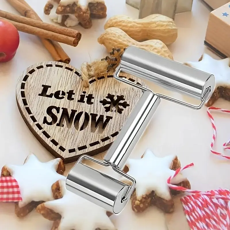 Durable Stainless Steel Double-Headed Rolling Pin - Non-Electric Kitchen Bakeware Utensil, Versatile Tool for Pizza Dough, Tortillas, Home Use, Versatile Baking Tool