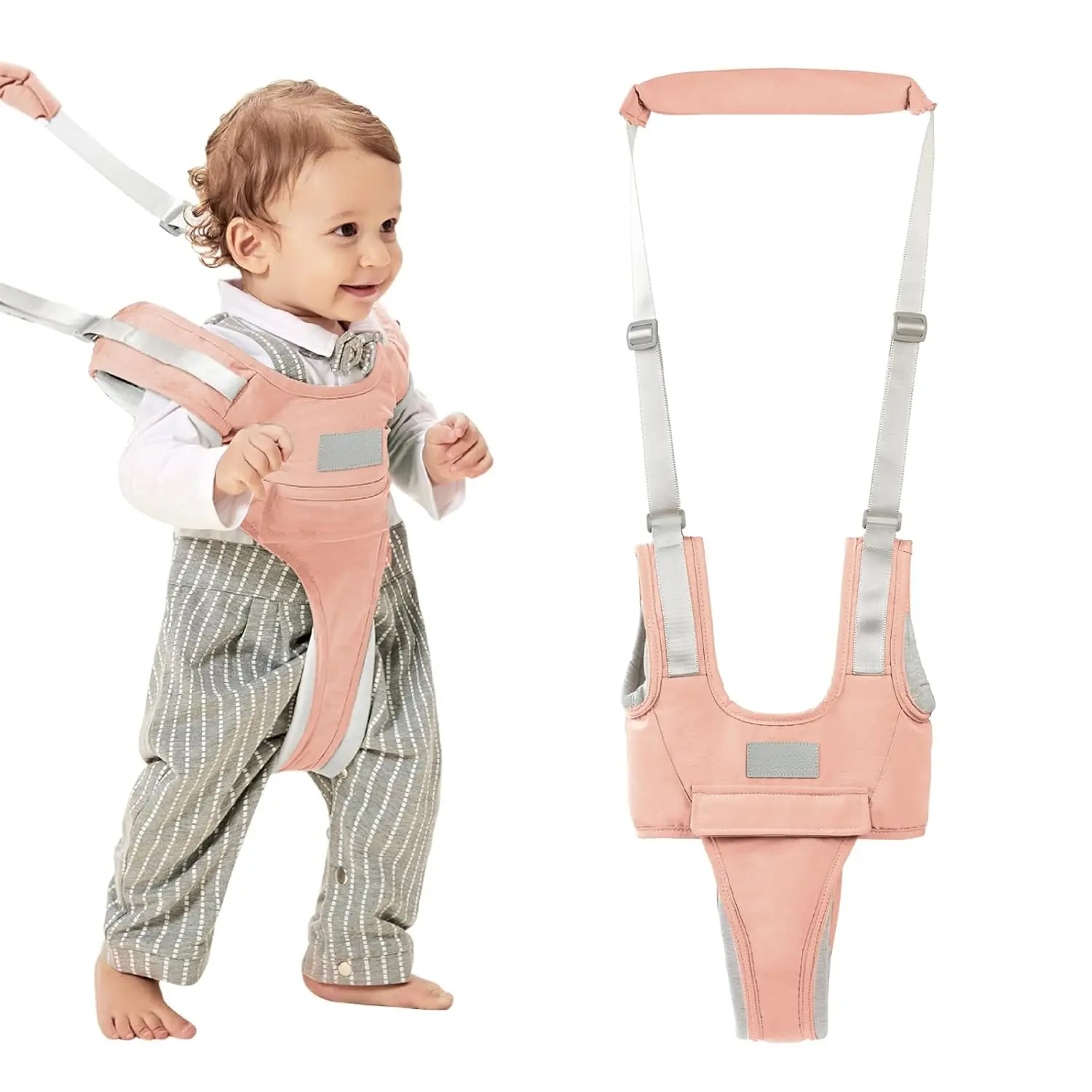 Baby Walking Harness-Handheld Assistant Belt- Toddler Infant Walking Aid for Trainer & Support 7-24 Month Old (All Seasonr-Pink-1819)