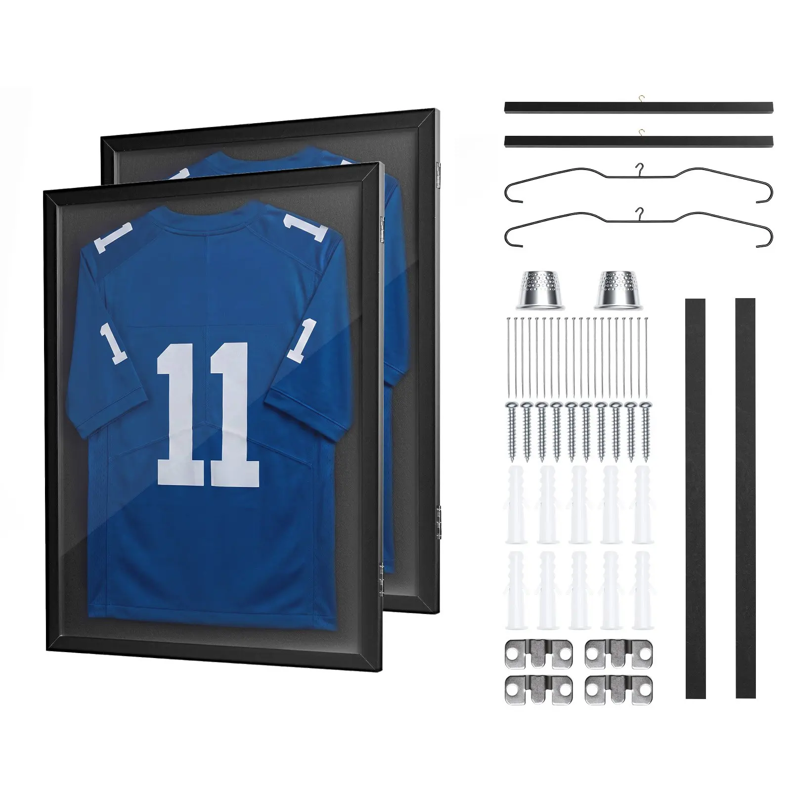 VEVOR Jersey Frame Display Case, 31.3 x 23.2 in, Wooden Sport Jersey Shadow Box with 98% UV Protection PC Panel and Hanger, Magnetic Lock, for Baseball Basketball Football Hockey Shirt Uniform, 2 Pac