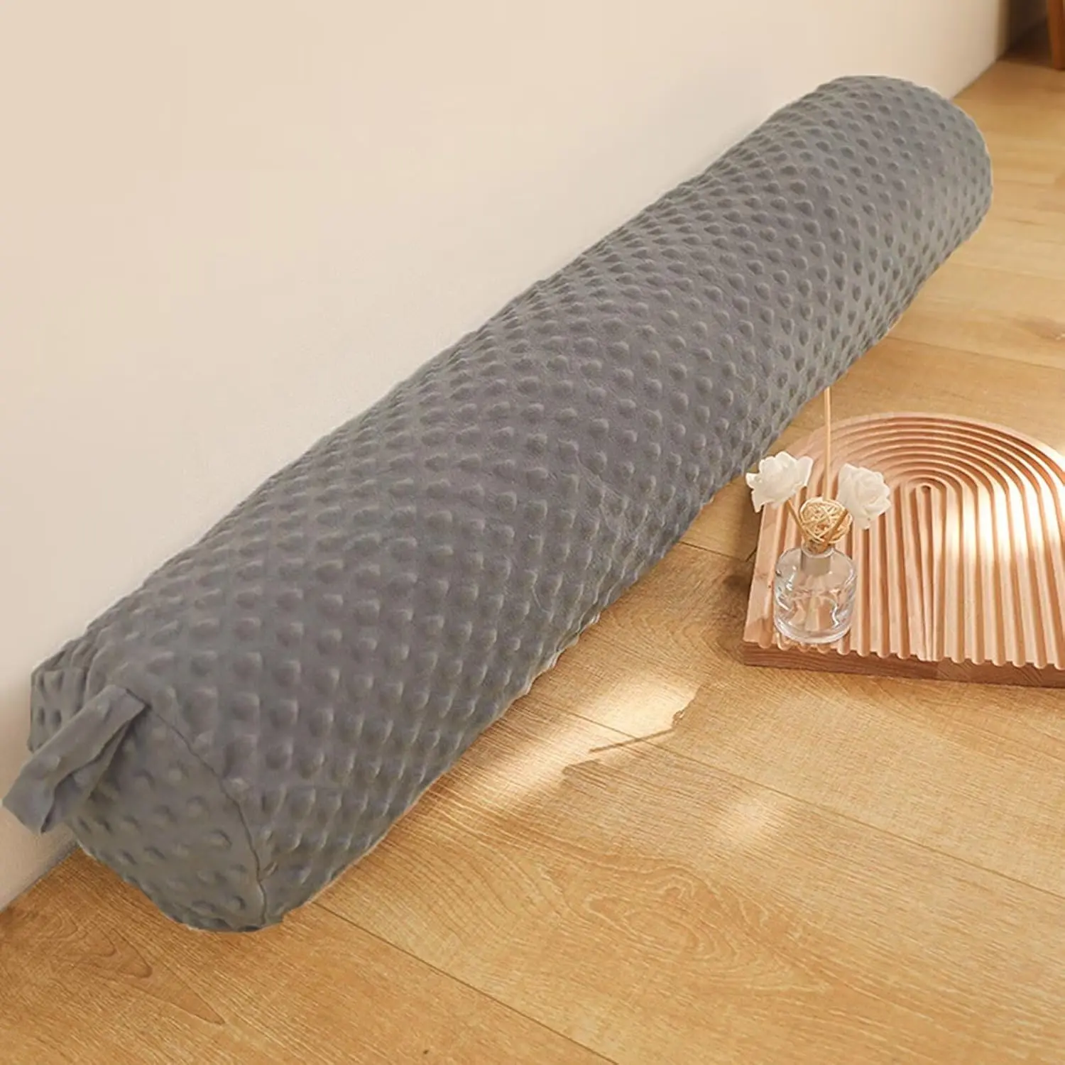 Long Bolster Plush Round Body Pillow Soft Cylinder Cervical Roll Cushion with Zipper Back Neck Spine Relief Support Pillow for Neck Leg Bed 39 in Dark Grey
