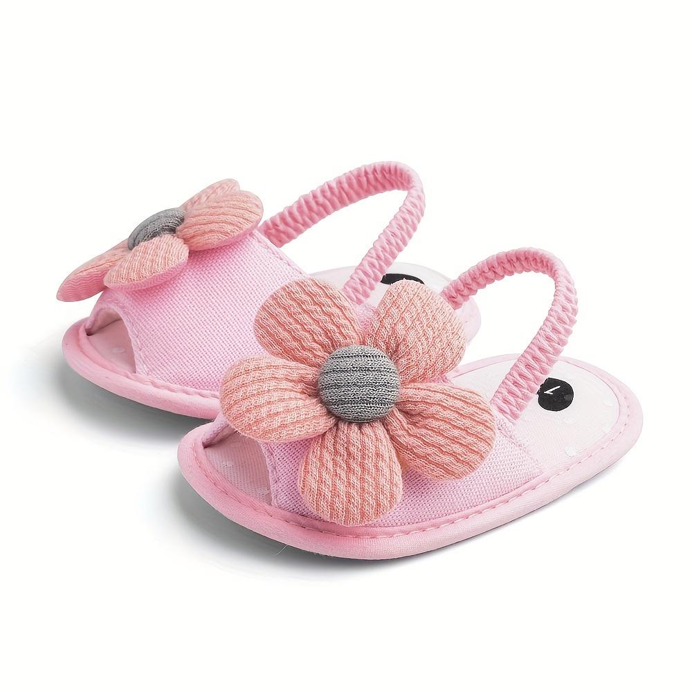 Trendy Cute Flower Decor Sandals Baby Girls, Breathable Lightweight Walking Shoes And