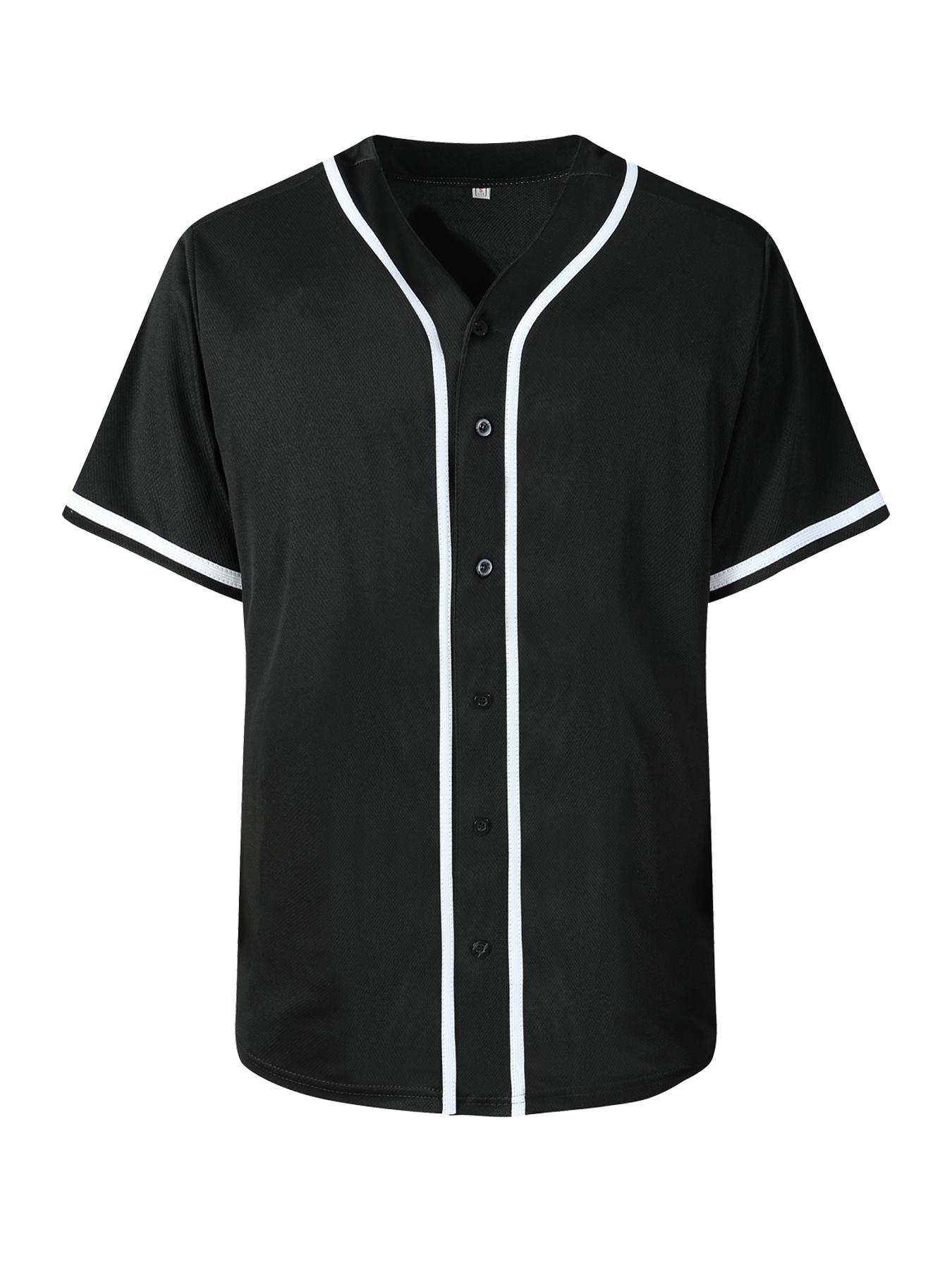 Blank Jersey Plain Hipster Hip Hop for Men Button-Down Baseball jersey Short Sleeve Shirt