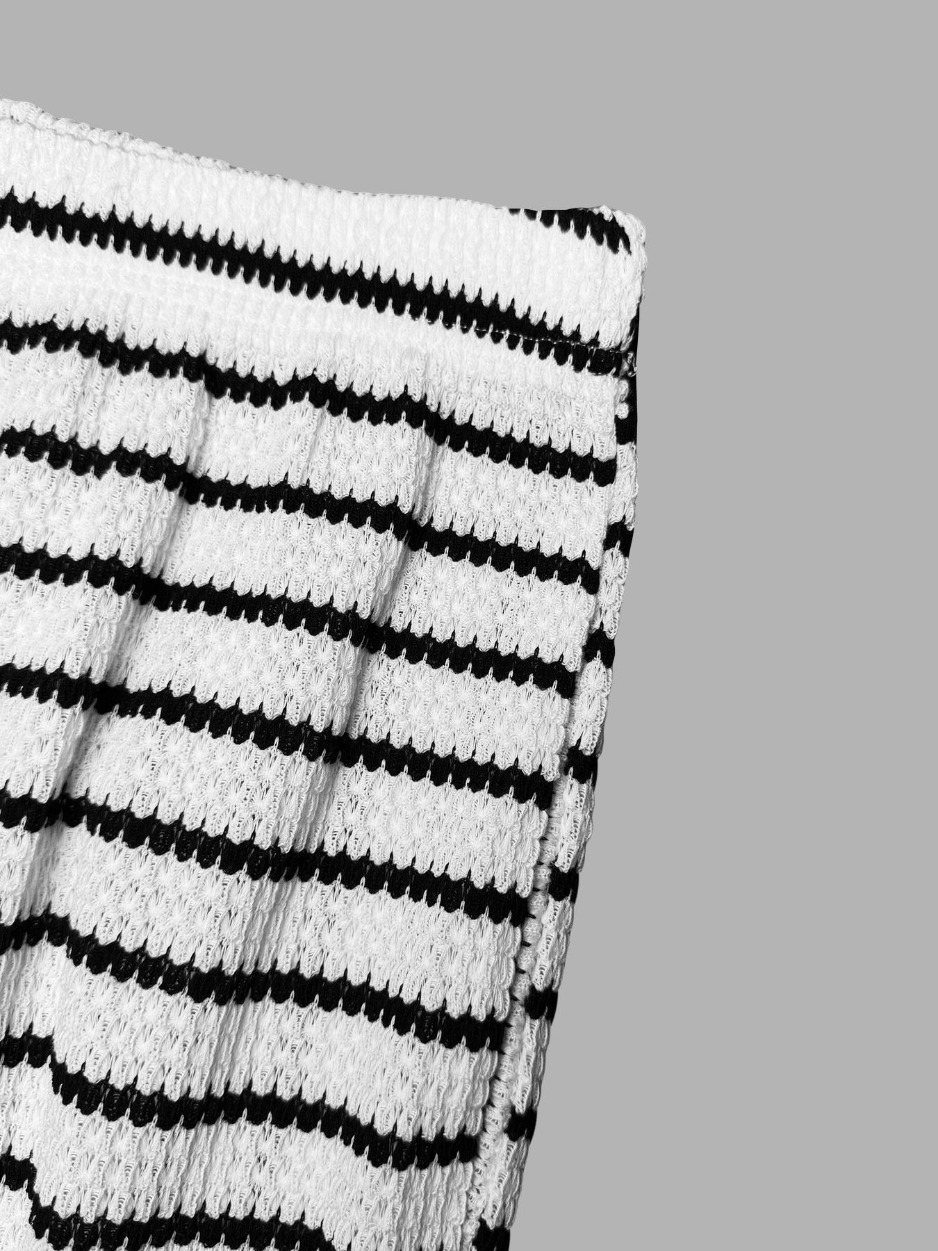 2-piece women's loose striped V-neck dropped shoulder long-sleeved T-shirt and elastic waist striped pants autumn and winter knitted suit