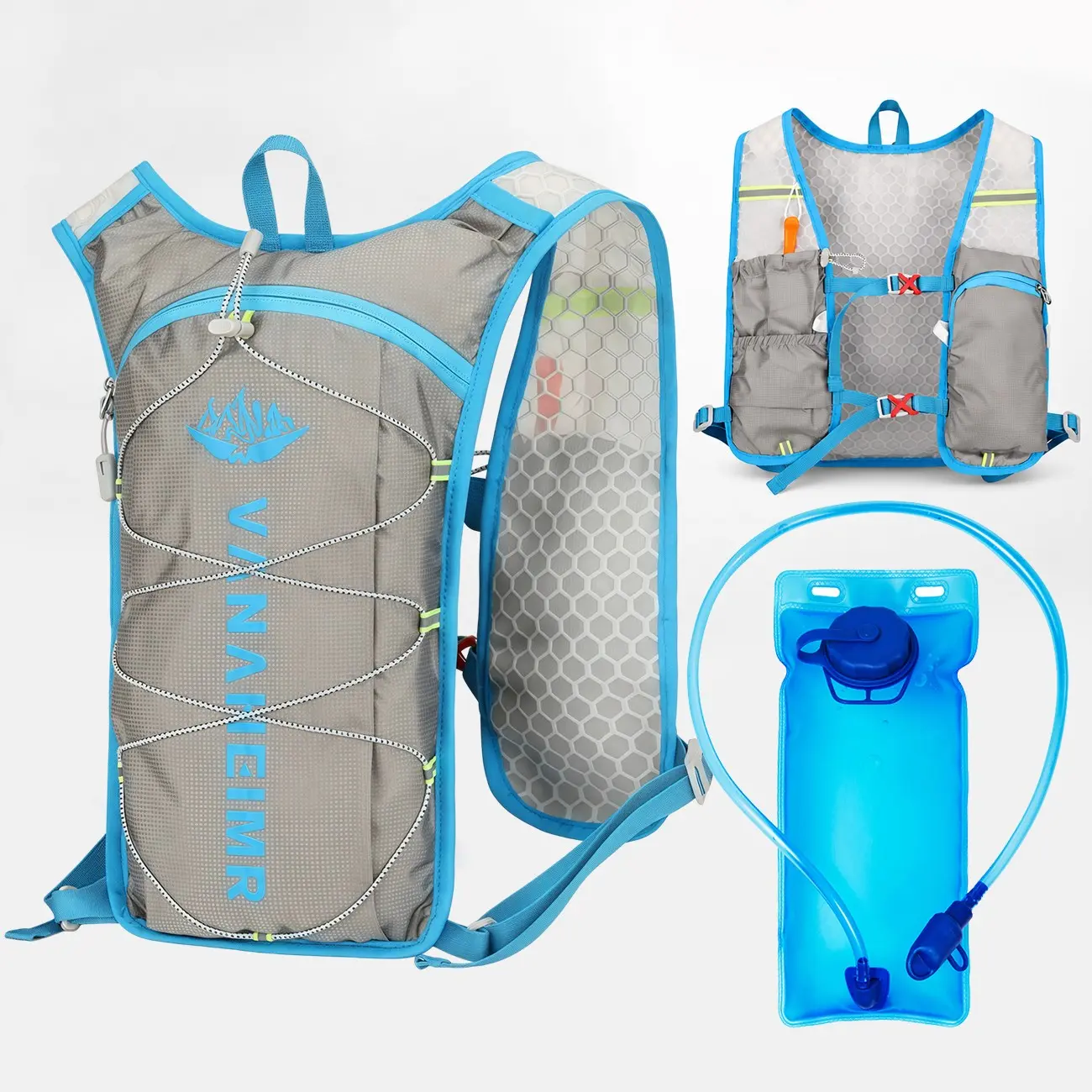 Ultralight Hydration Vest Backpack with Water Bladder, Breathable Trail Running Pack for Men Women, Adjustable Hiking Vest Bag with Gear Loops for Camping, Cycling & Outdoor Sports