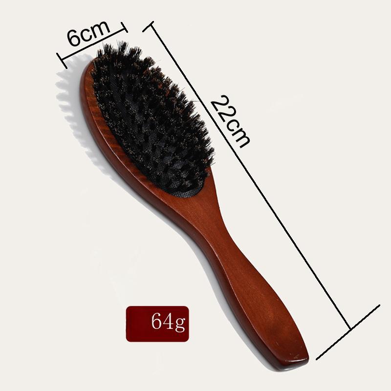 Boar Bristle Hair Brush – Wooden Cushion Brush for Scalp Massage, Natural Bristles for Smooth & Shiny Hair, Daily Hair Care Tool,UU