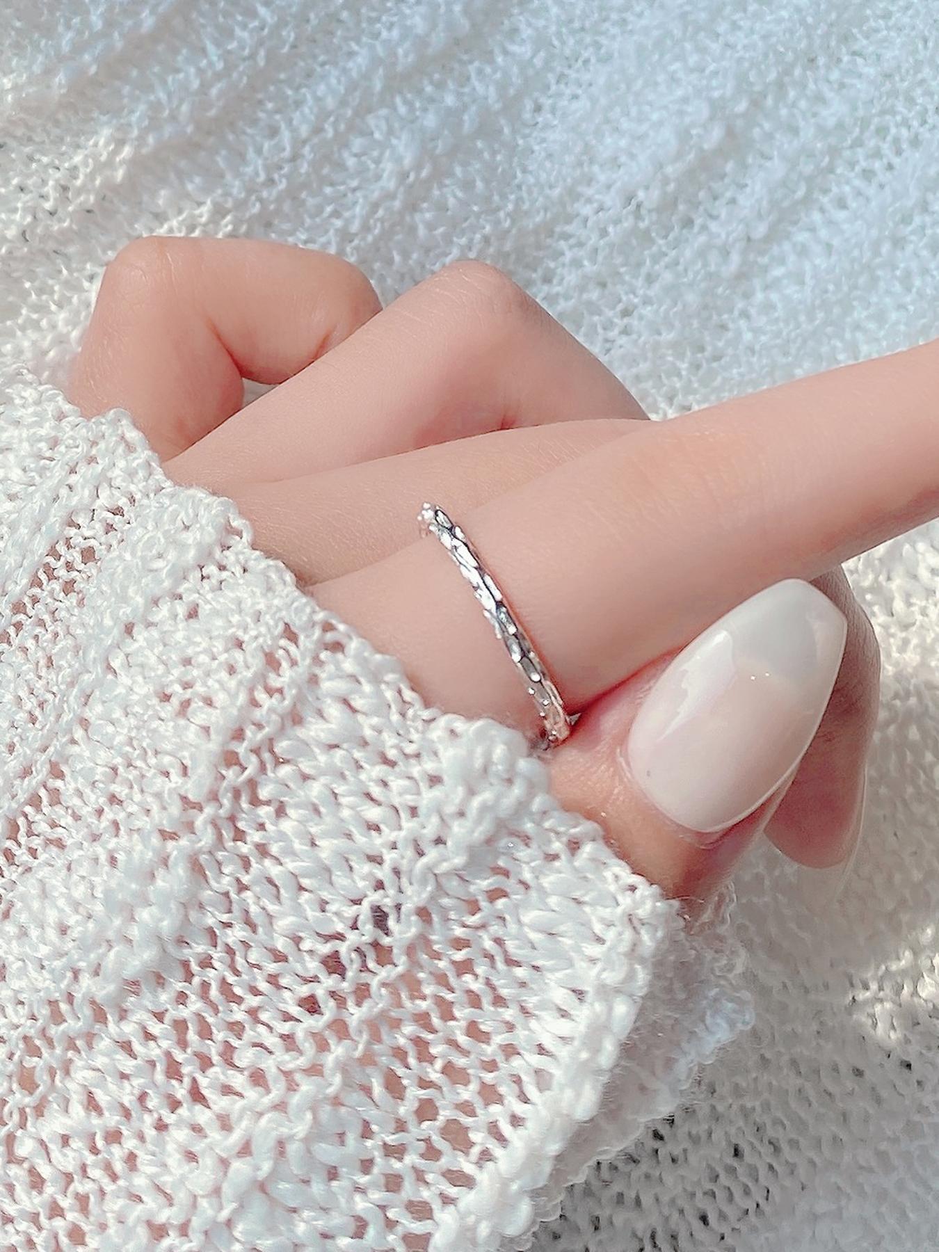 S925 Sterling Silver Cuff Ring, Adjustable Open Ring for Women, Elegant Ring, Statement Rings, Fashion Jewelry for Party, Daily Decor, Trendy All-match & Exquisite Jewelry for Birthday Gift