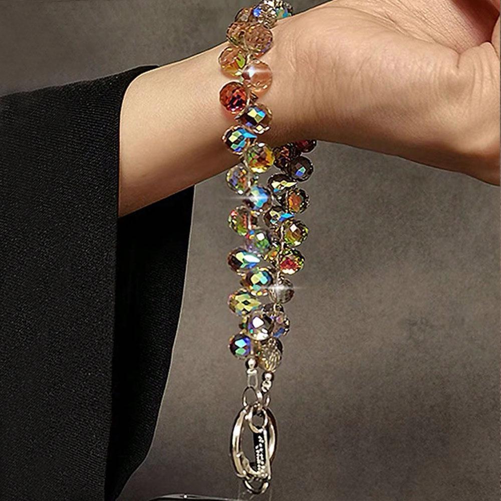 Multi-color Artificial Crystal Acrylic Beaded Phone Chain, Fashionable Aesthetic Phone Decorative Lanyard, Phone Strap & Charm for Women & Girls, Mobile Cellphone Decoration Accessories