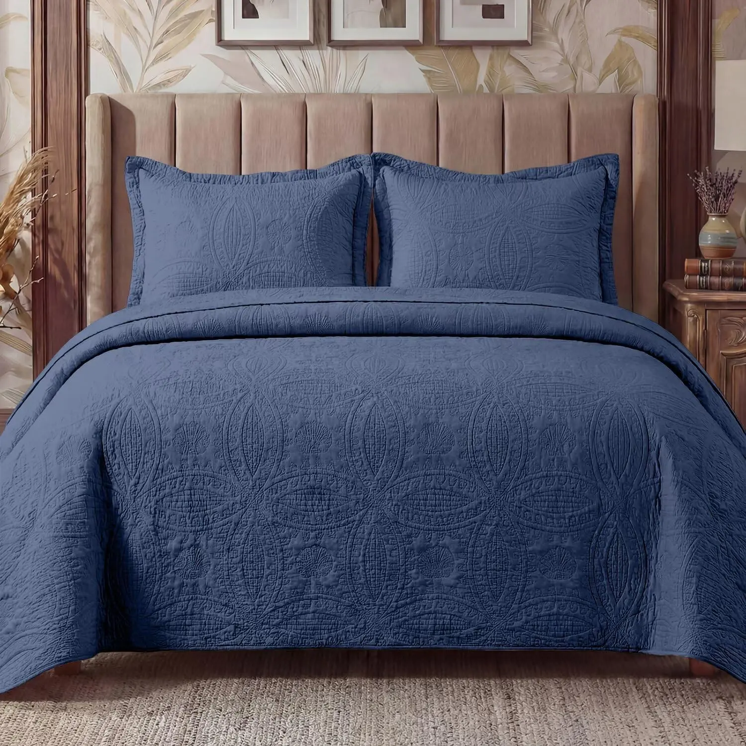 Coin Pattern Comforter, Lightweight Bedspreads for All Seasons Quilt with Sheets, Pillowcases Included, Bedspread Set, Soft Quilt Lightweight Bedspread, Circle Geometric Pattern Ultrasonic Quilting Bedding Bedspreads ,Bedding Cover with Shams