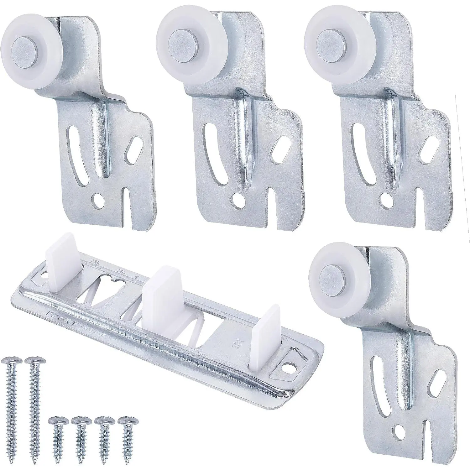 5 count Sliding Closet Door Roller Kit, Wardrobe Door Roller with Slide Track | Offset Nylon Wheel Closet Door Rollers  for Top-Hung Sliding Door Hardware