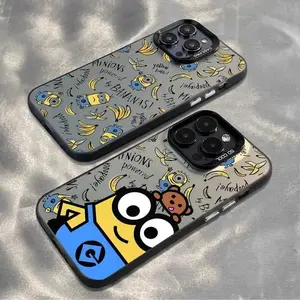 Cartoon M-M-Minions Phone Case For iPhone 17 Air 16 15 14 13 12 11 Pro Max Plus and Samsung S26 S25 S24 S23 S22 Plus Ultra Color Silver Shell Matte Shockproof Back Cover, Accessories, Smartphone