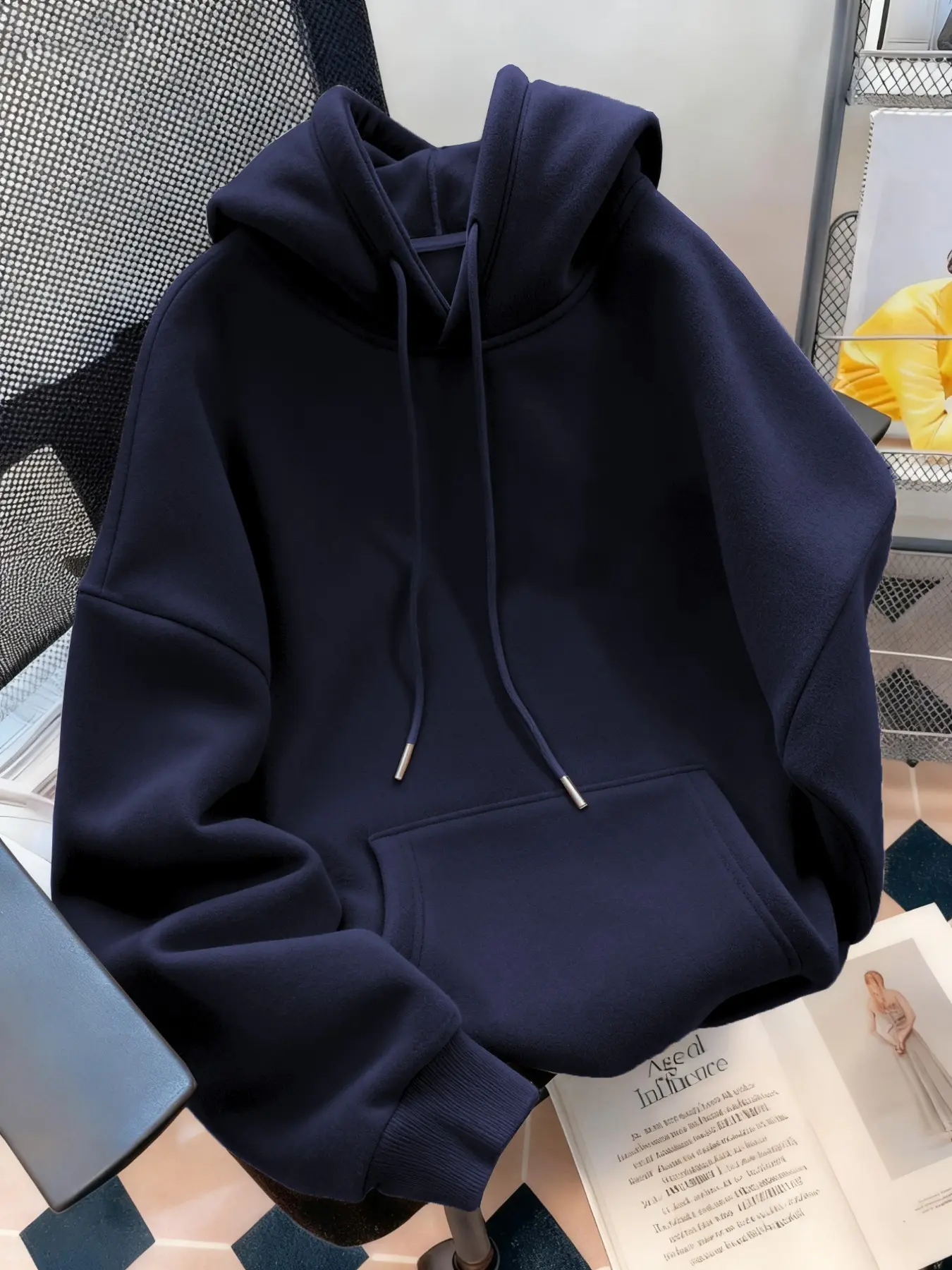 Women's Fall Winter Oversize Loose Fit Hooded Sweatshirt, Casual Solid Color Daily Wear, Thickened Fleece, Multiple Colors Available