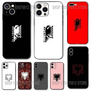Albania Flag Passport Illyrian Eagle Phone Case Compatible with iPhone 11-17 Pro Max/Plus & Samsung Galaxy S23-S25 Shockproof Cover