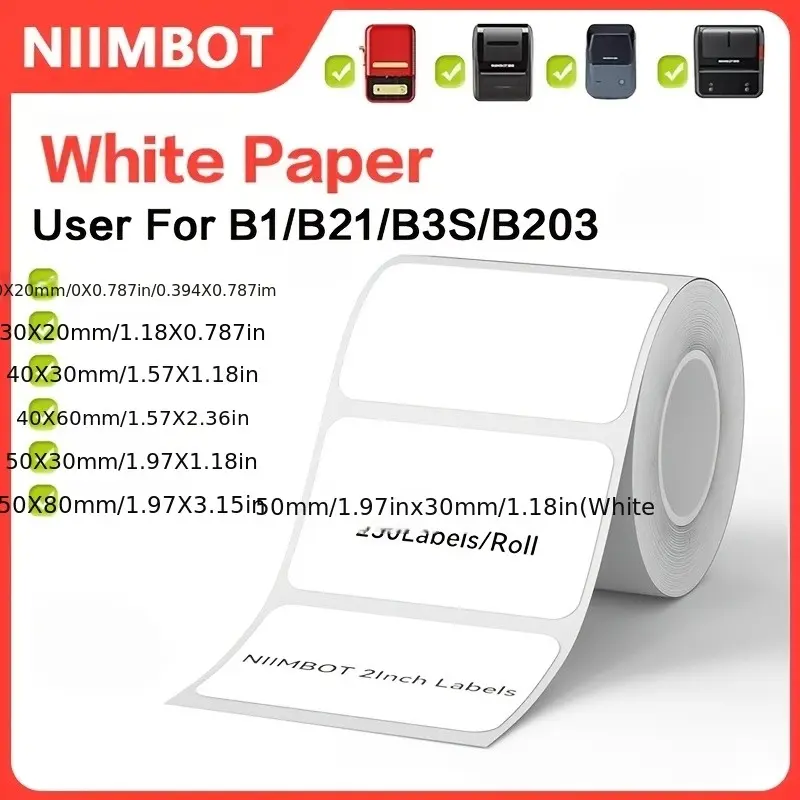 Niimbot Label Paper Thermal Labels, Waterproof Oil-Resistant Adhesive Stickers for B1/b21/b203/b3s/b31/b4 Tags, Durable & Reliable