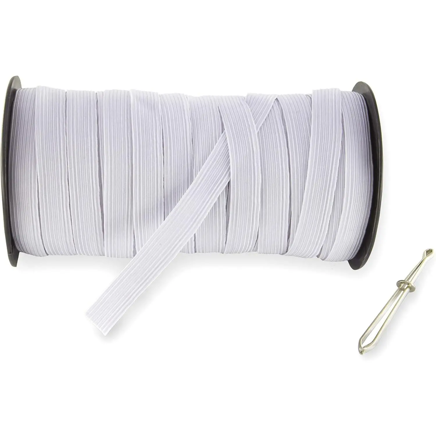 1/2" Baraded Stretch Elastic Cord Spool - 40yd White Knit Texture Elastic Band for Sewing, Trim, Bedspread Supplies