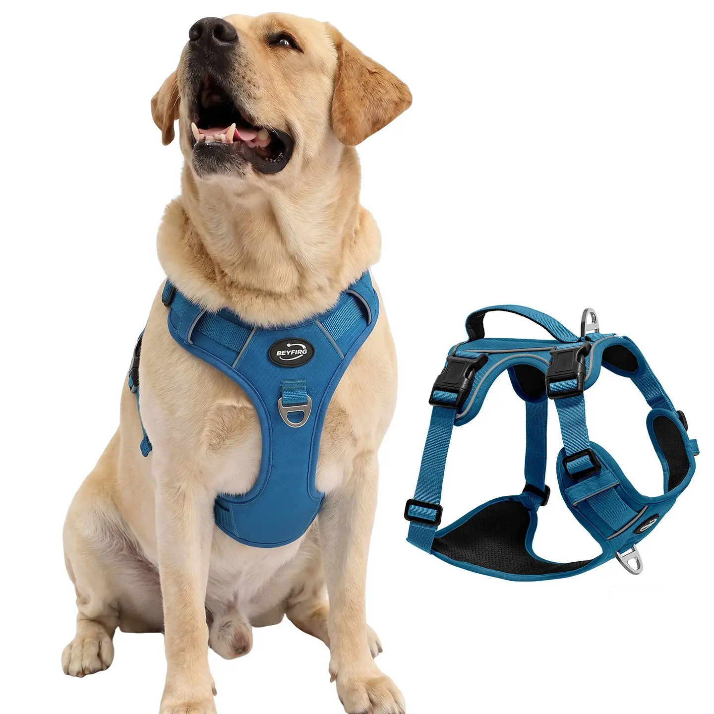 Adjustable No-Pull Dog Harness Reflective Vest, Front Clip, No-Choke, Soft Padded, Control Handle, Anti Escape, Walking and Training