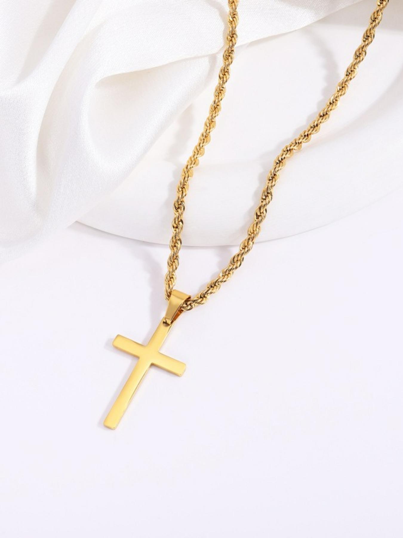Men's Stainless Steel Cross Pendant Necklace, Fashion Jewelry for Party, Daily Clothing Decor, Trendy All-match & Exquisite Jewelry for Birthday Gift