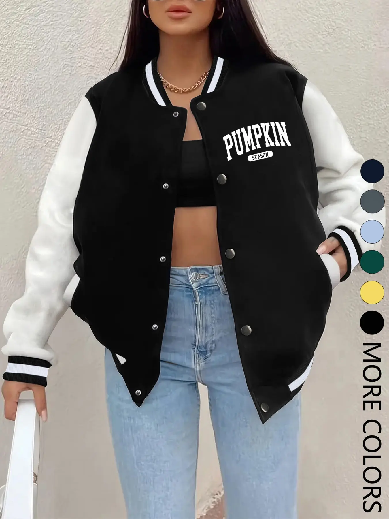 New Women's Baseball Jacket for Fall Winter, Creative Letter Print, Casual Sport Coat, Comfortable Versatile Jacket, Hip-Hop Style, Multiple Colors