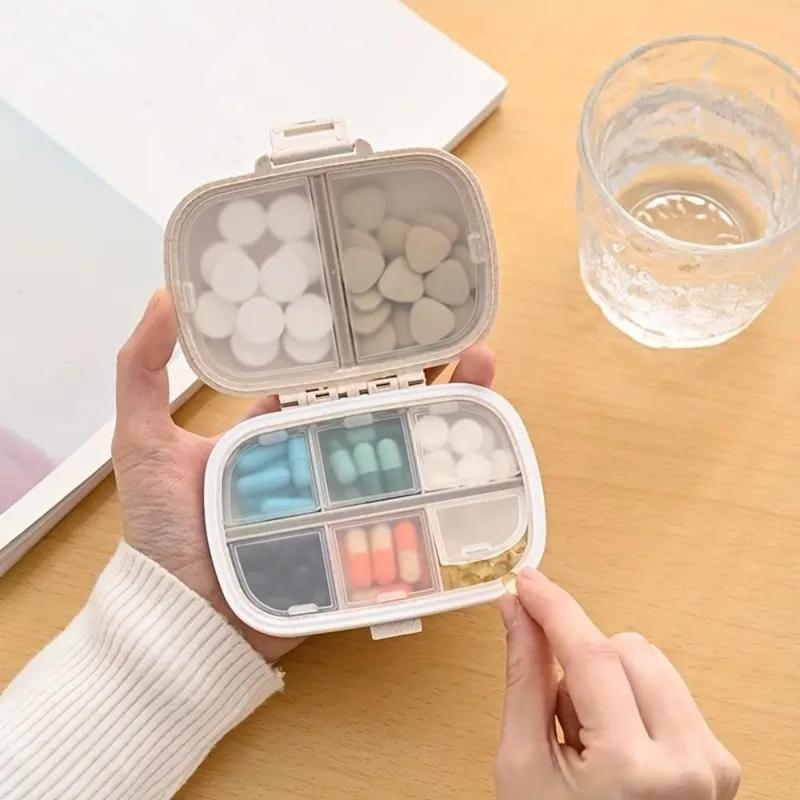 Portable 8-compartment Pill Box, 1 Count Pill Container with Removable Lid & Lock, Household Pill Organizer, Dustproof Medicine Organizer for Daily Medicines, Supplements, Vitamins and Fish Oils