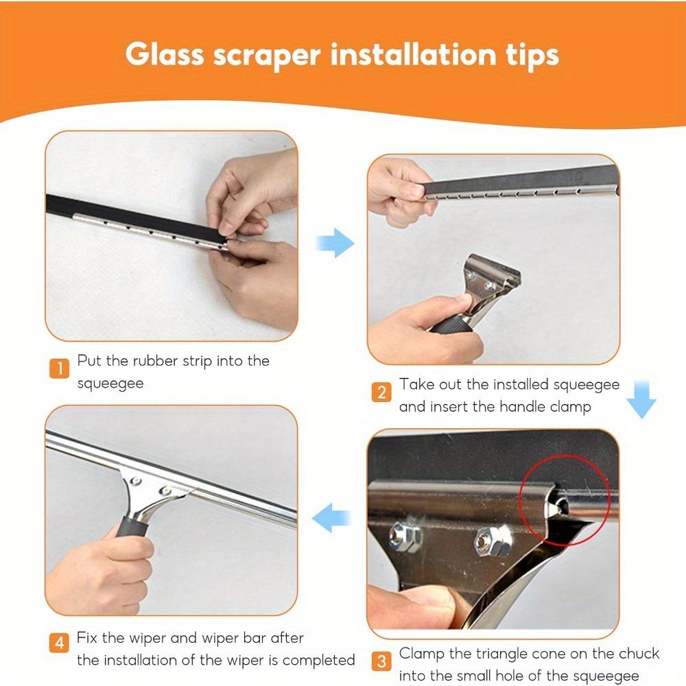 7-piece window  cleaning set, includes 14inch squeegee, microfiber  cleaning cloth and 4 replacement blades, professional window cleaning tool set householdcleaning multifunctional