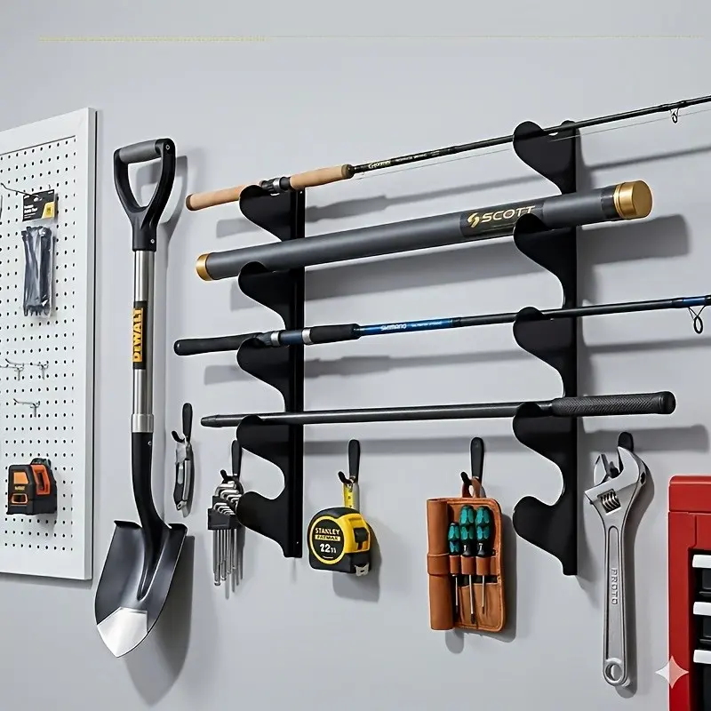 2-Pack Heavy-Duty Wall Mount Tool Rack Steel Tool Holder - Space-Saving Garden & Garage Organizer for Shed, Warehouse & Home | Durable Steel Storage Hanger for Shovels, Rakes, Hoses & Tools | Easy Install, Holds Up to Heavy Loads
