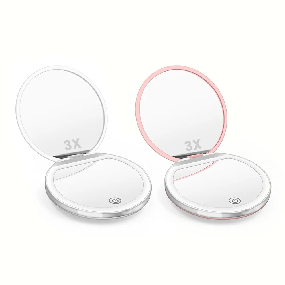 2pcs Portable Round Flip-Top Dual-Sided Mirror Magnifier, and Colors, Ideal for Travel and Daily Use, Compact Design