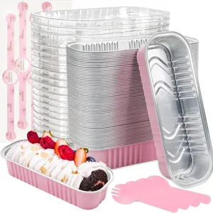 50 Pcs Aluminum Foil Baking Boxes – Rectangular air fryer and oven-safe containers for cakes, pastries and meal prep. Durable disposable-style baking trays for home cooking, desserts, cheese cakes and food storage.