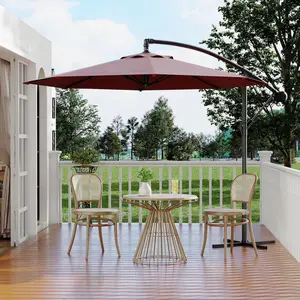 10ft Offset Patio Umbrella, Cantilever Umbrella with Easy Lift & Tilt Adjustment, 8 Ribs Sun Umbrella UV Protection