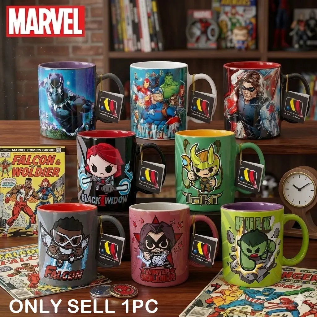 Marvel Licensed Ceramic Mug, Spiderman Captain America Hulk Deadpool Print, Coffee Cup for Home Office, Perfect Birthday Gift