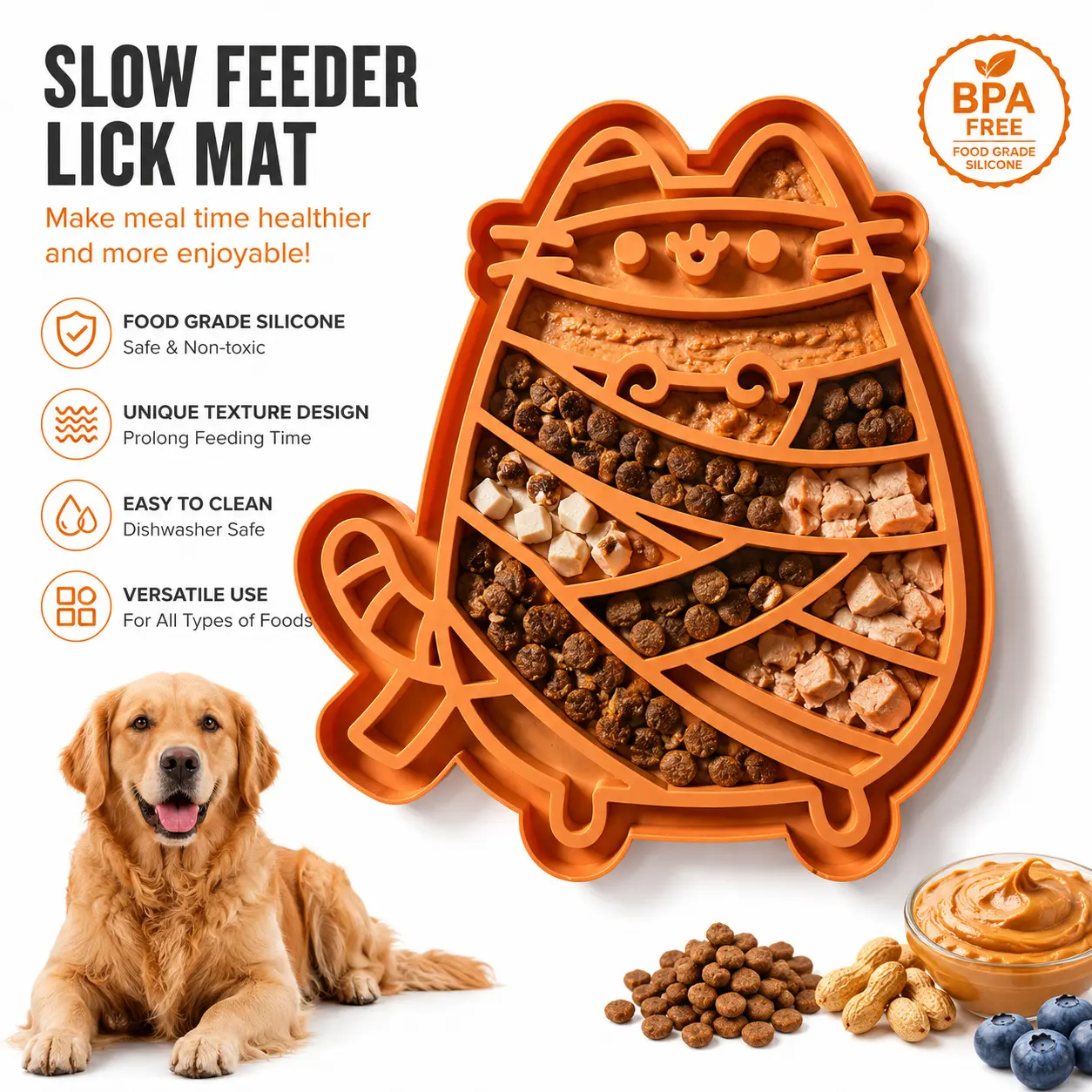 Silicone Lick Pad With Strong Suction Slow Feeder Lick Mat Anti Choke Feeding Tray For Dogs Cats Anxiety Relief Great Pet Supplies Smart Pet Home Gift slobber stopper water bowl
