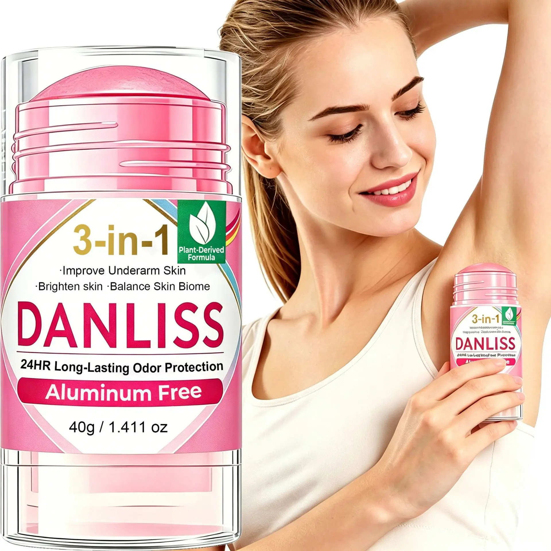 40g Triple-Action Deodorant Stick, Aloe Vera Infused, Long-Lasting Odor Removal, Fresh Underarms, Brightening Skin Tone, Suitable for All Skin Types