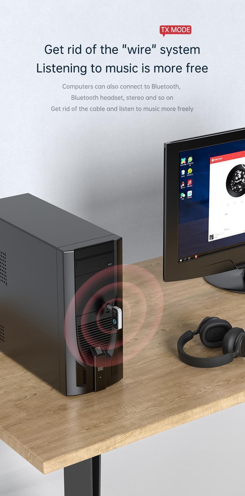 Bluetooth 5.3 Audio Adapter for Car , aux bluetooth，Music Streaming,Wireless Audio Receiver for Hands-Free Calling & Compact Fast Charging Long Standby