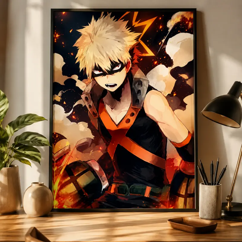 Katsuki Bakugo Poster, My Hero Academia Anime Wall Art, Explosion Hero Manga Prints, Japanese Anime Room Decor, Shonen Character Artwork, Otaku Bedroom Decor, Gaming Room Wall Art, Gift for Anime Fans