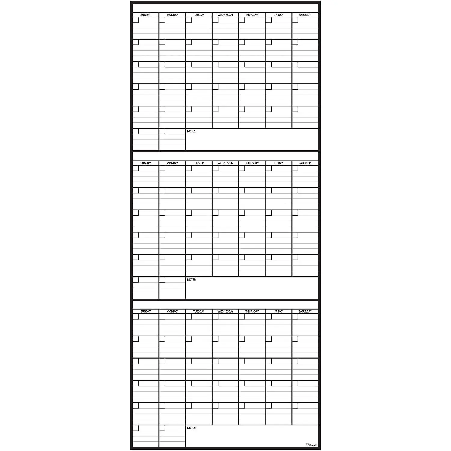 3 Month Dry Erase Calendar for Wall 40x17, Monthly Office Planner Undated Large Big , Erasable Dry Three Classroom Giant Erase, Rolled Whiteboard White Board, Calendar for Wall Family