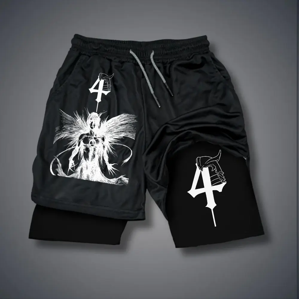 [Vtg90s] Double-Layer Sports Shorts Graphic Shorts Black Shorts Camo Shorts Streetwear Shorts Men Outfits Men Short Shorts Vacation Outfits Shorts