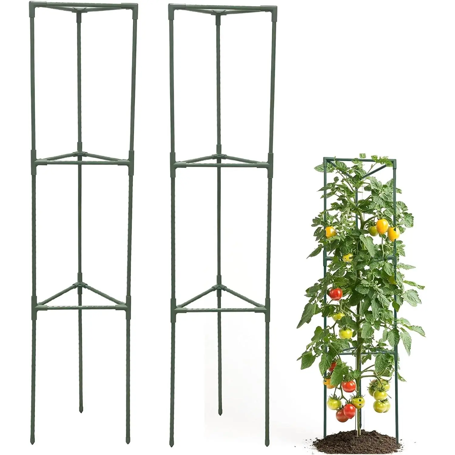 Tomato Cages for Garden,2 Pack 50in Tall Tomato Plant Support Stakes Adjustable Heavy Duty Steel Plant Tower Stakes, Updated Cucumber Trellis Garden Cages for Climbing Plants Vegetable Flowers
