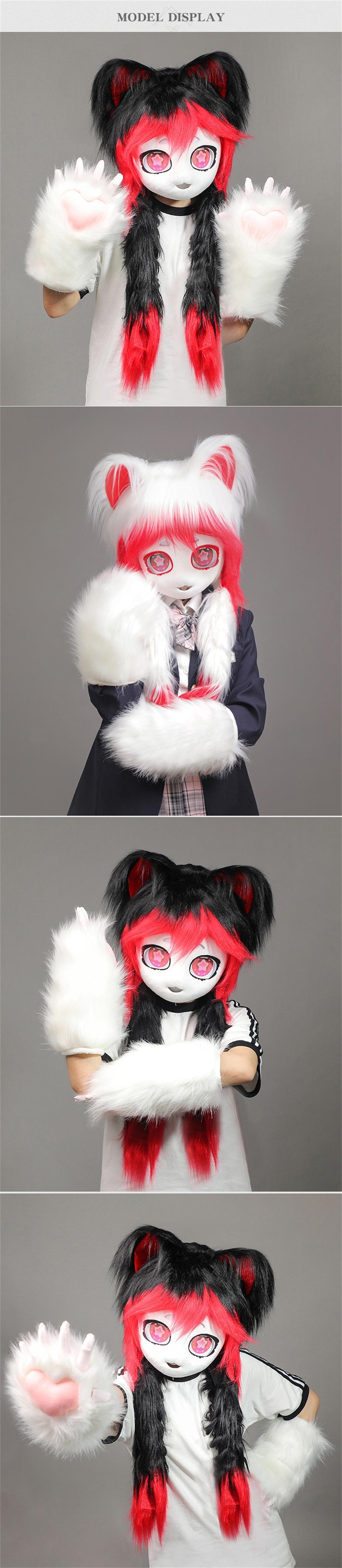 Fursuit Kigurumi Head Mask Furry Cosplay Costume Head Base Comiket Furries Rubbit Doll Cat Doll Kig Costume Lolita Cat Ears Head