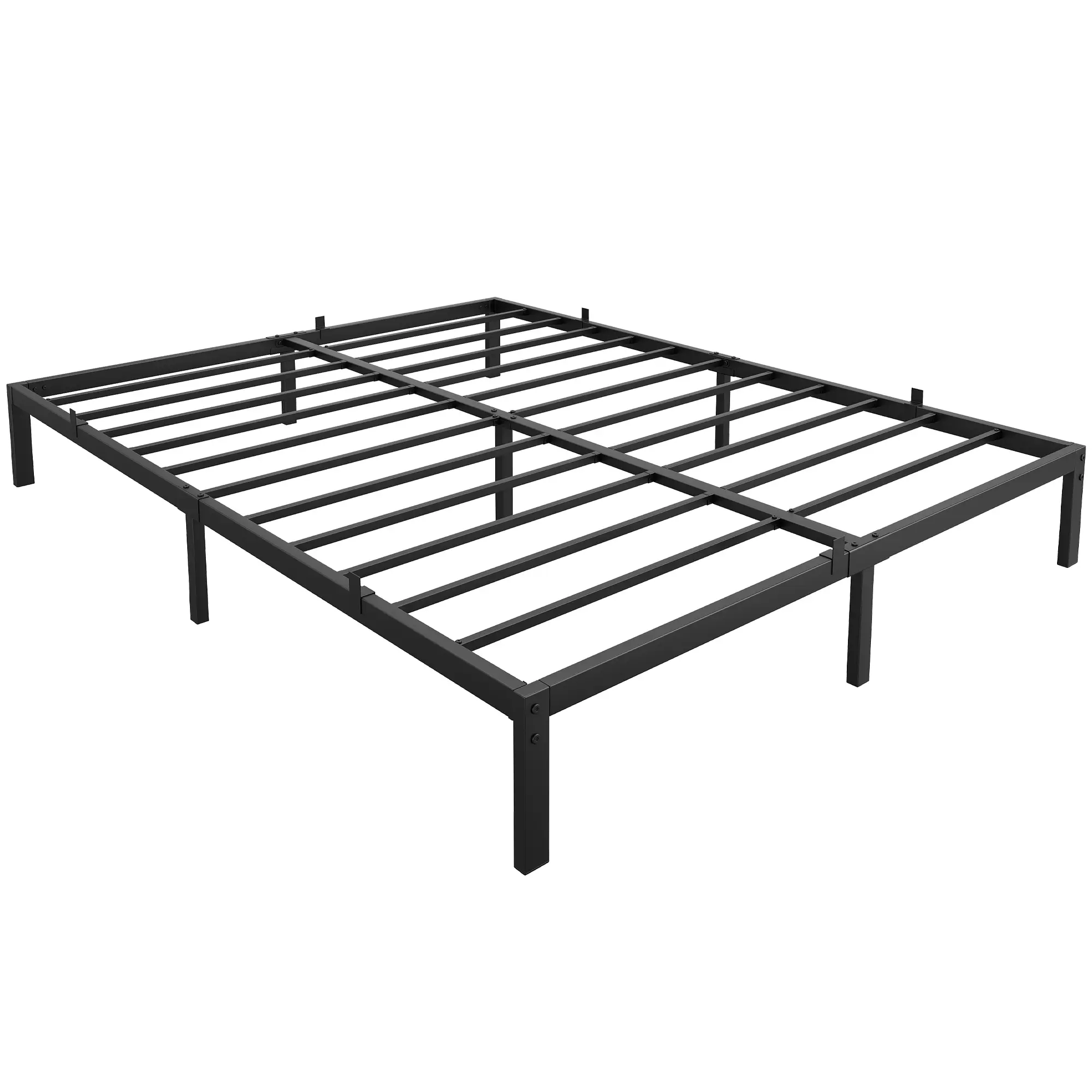 Queen Size Upholstered Platform Bed Frame - Adjustable Button Tufted Headboard with Nail - head Trim, Wood Slat Support, Heavy - Duty, No Box Spring Needed, Black