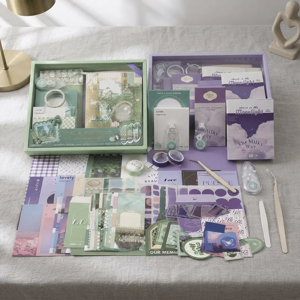 2pcs A gift box set of two styles of planner materials, suitable for journaling, gift wrapping, and other creative uses—a beautiful gift for a friend.