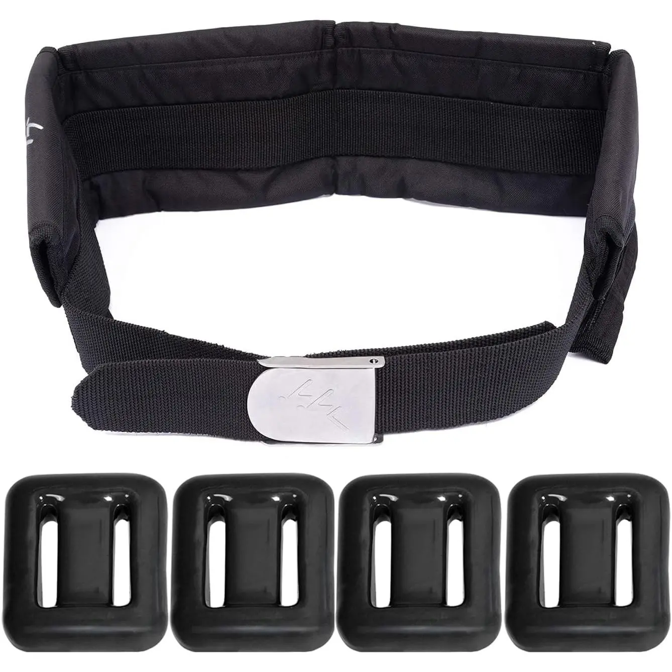 Vinyl Coated 4pcs Diving Weights 1.1-4.4lbs Dive Weight Belt with 4 Pockets Quick Release Buckle for Freediving Spearfishing Scuba Diving Fit Waist 32" to 52"
