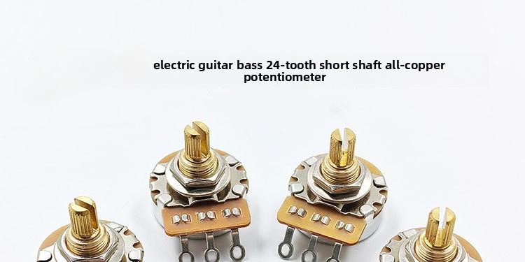 24-tooth copper shaft short shaft potentiometer for electric guitar and bass, knob switch for tone and volume, 500K resistance, 250K resistance, wholesale
