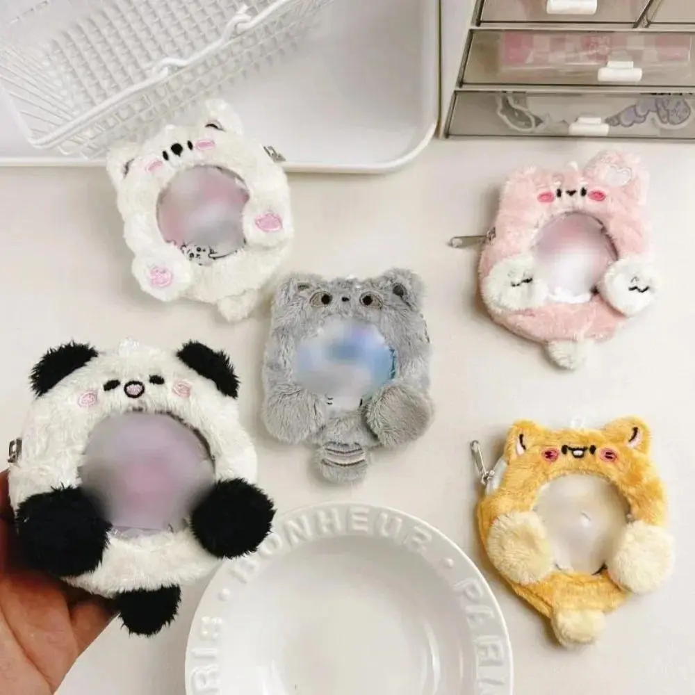 Original ins75/58 Puffy Bag Charm Adorable Animal Plush Mini Pouch Round Badge Protective Cover Charm