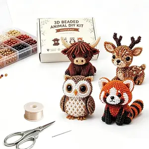 Mini 3D Bead Animal DIY Kit, Small DIY Bead Animal Craft Set, 3D Animal Theme Bead Set, Suitable for Beginners and Craft Enthusiasts, Includes Colorful Beads and Instructions