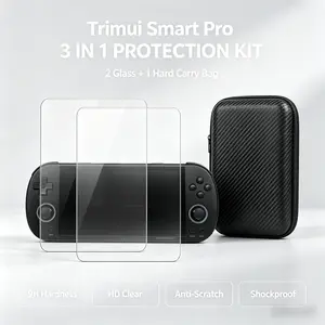 Trimui Smart Pro Full Protection Set, 2 Screen Protectors + Shockproof Storage Bag, Game Console Bag and Tempered Glass Protector