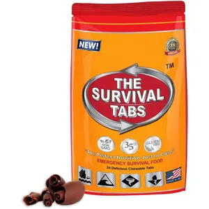Survival Food for Auto Racing Survival Tabs 2-Day Food Supply 24 Tabs Emergency Food Ration Survival Gluten Free and Non-GMO 25 Years Shelf Life Long Term Food Storage - Chocolate Flavor