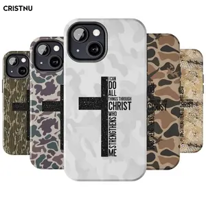 CRISTNU for MagSafe Vintage I Can Do All Things Through Christ Who Strengthens Me Camo Cross Phone Case Suitable for iPhone 17 ProMax 11 12 13 14 15 16